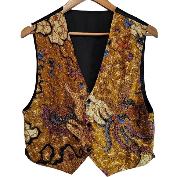 Vintage Beaded Vest Womens Medium Gold Embellished 90s Avant Garde Elegant Glam - Picture 1 of 11